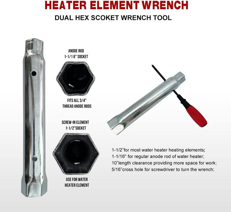 Alltemp Electric Water Heater Tune-Up Kit, Includes Two 4500W 240V Water Heater Elements, Upper Thermostat, Lower Thermostat, Two Protective Covers, Two Elements Gaskets, One Element Wrench,Quick Change Tool… - Image 5